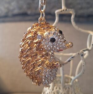 Sparkly Hedgehog Purse Charm Keychain With Box
